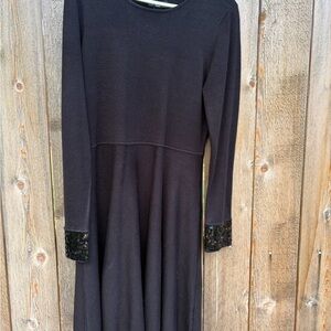 Jason Wu Black Knit Dress with Sequin Cuffs